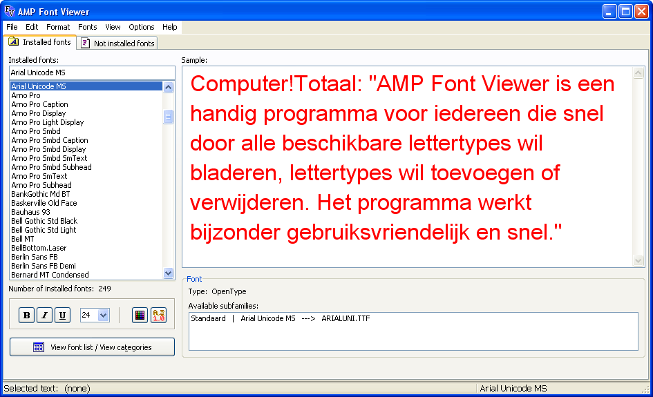 amp font viewer and windows 10